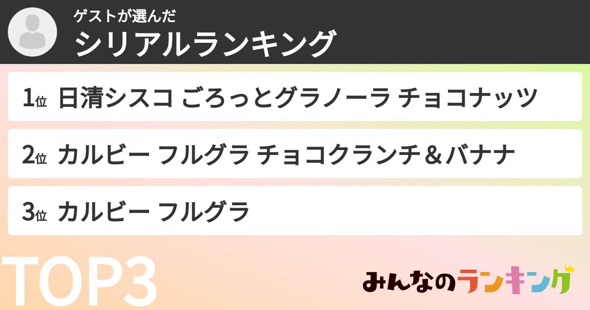 ゲストさんの「シリアルランキング」