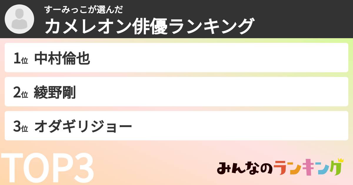 すーみっこさんの「カメレオン俳優ランキング」