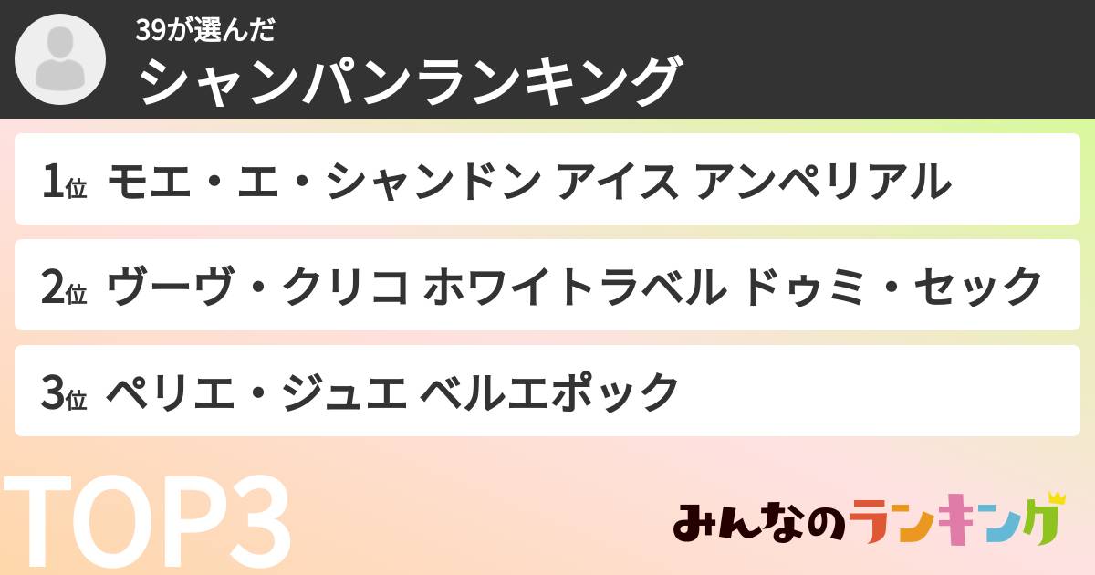 39さんの「シャンパンランキング」