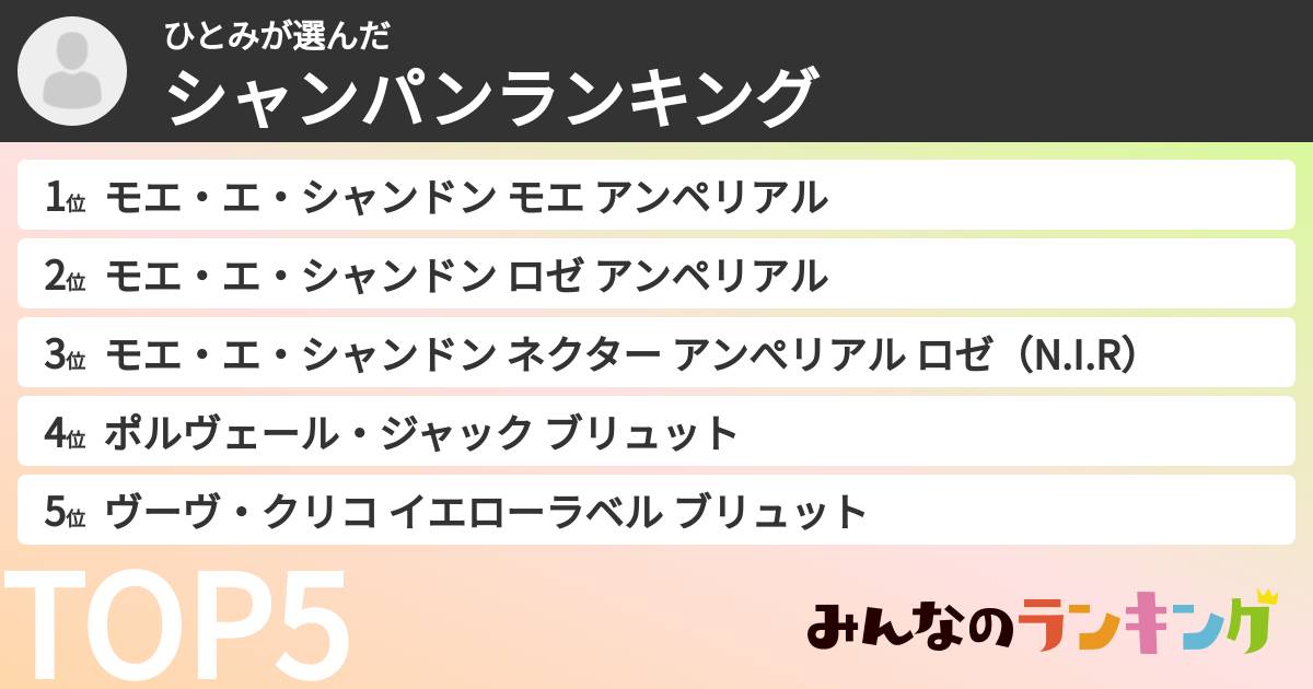 ひとみさんの「シャンパンランキング」