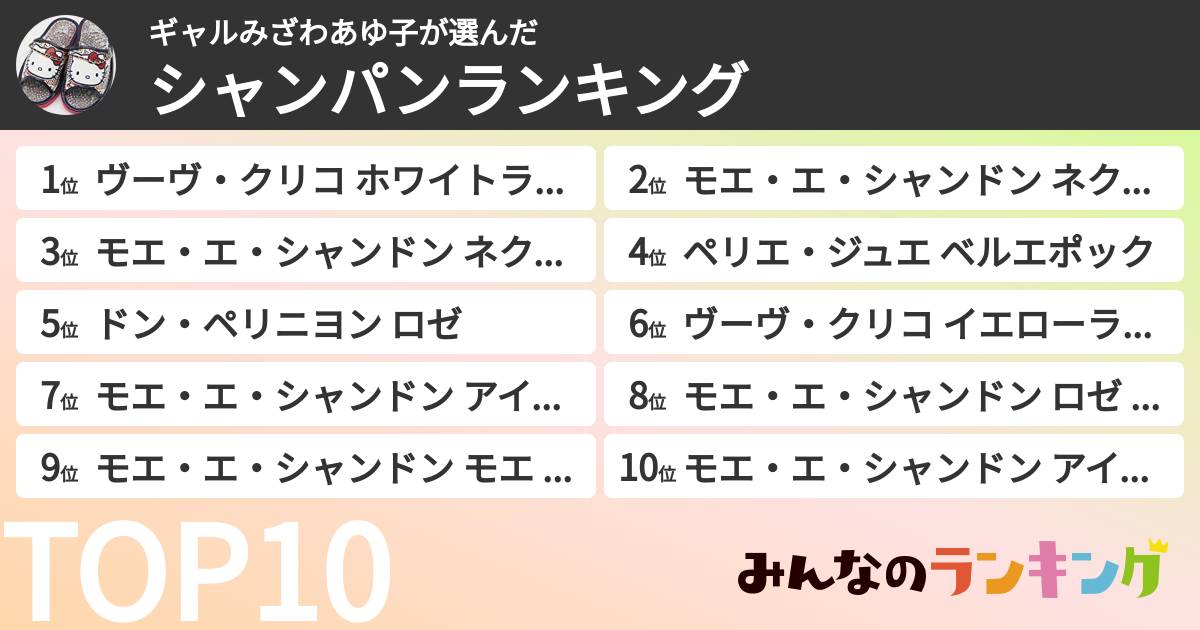 ギャルみざわあゆ子さんの「シャンパンランキング」