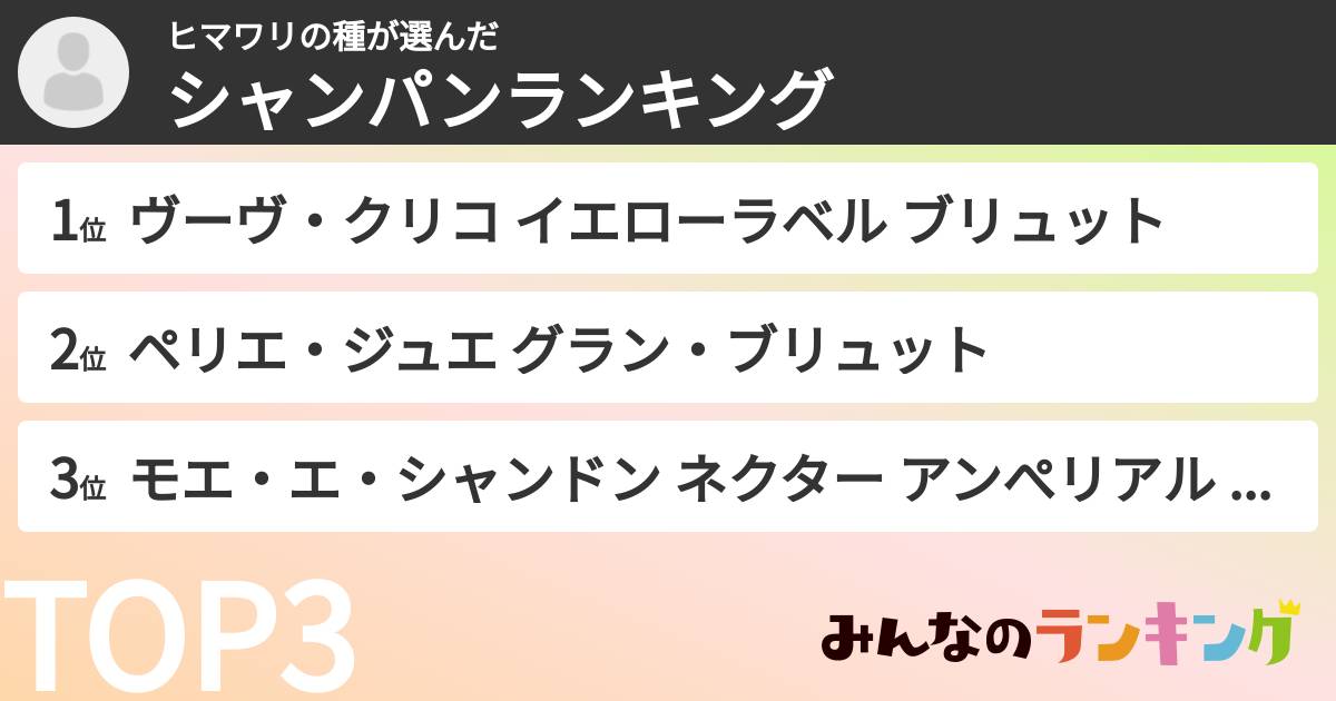 ヒマワリの種さんの「シャンパンランキング」