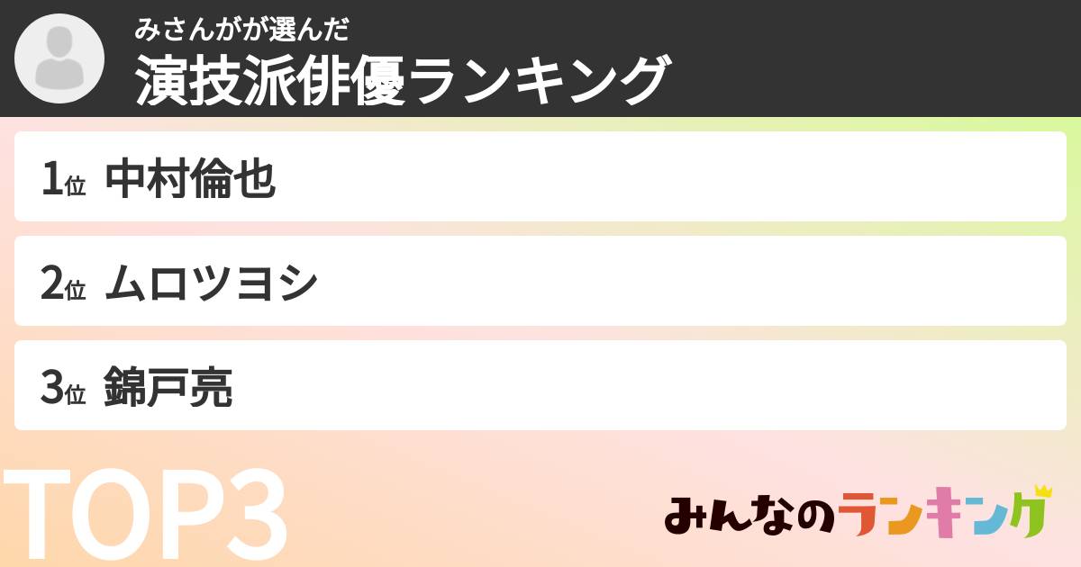 みさんがさんの「演技派俳優ランキング」