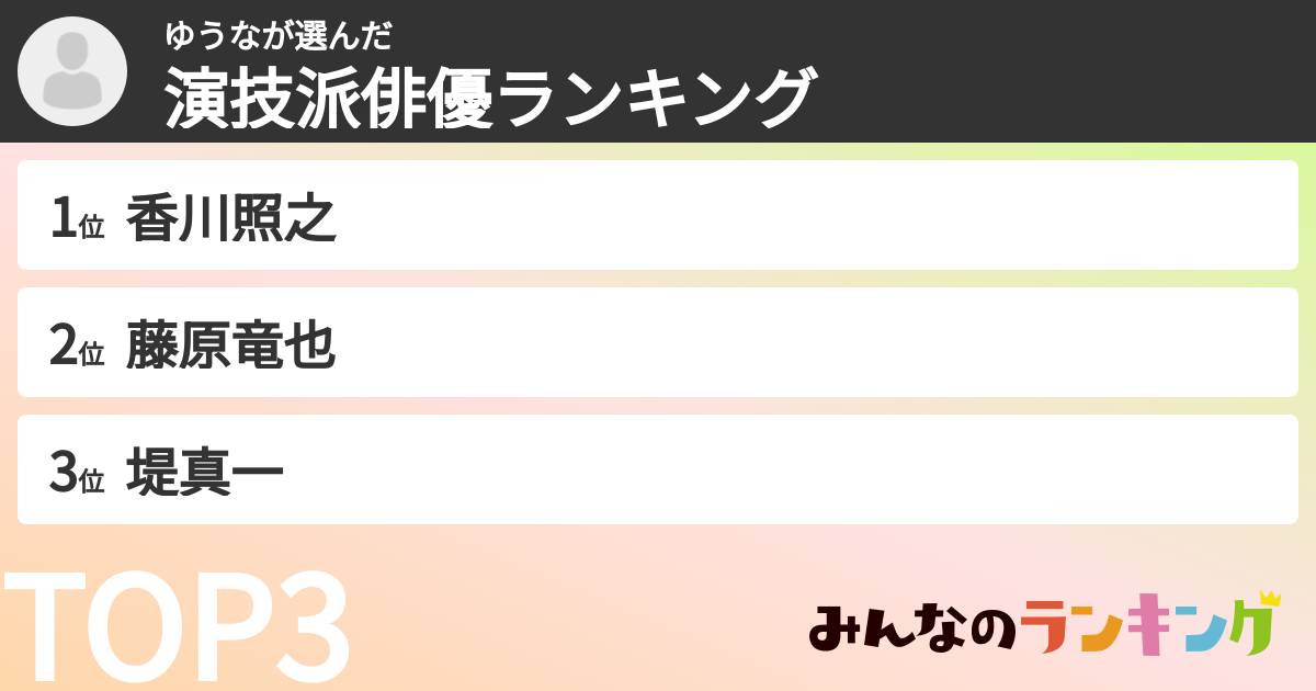 ゆうなさんの「演技派俳優ランキング」