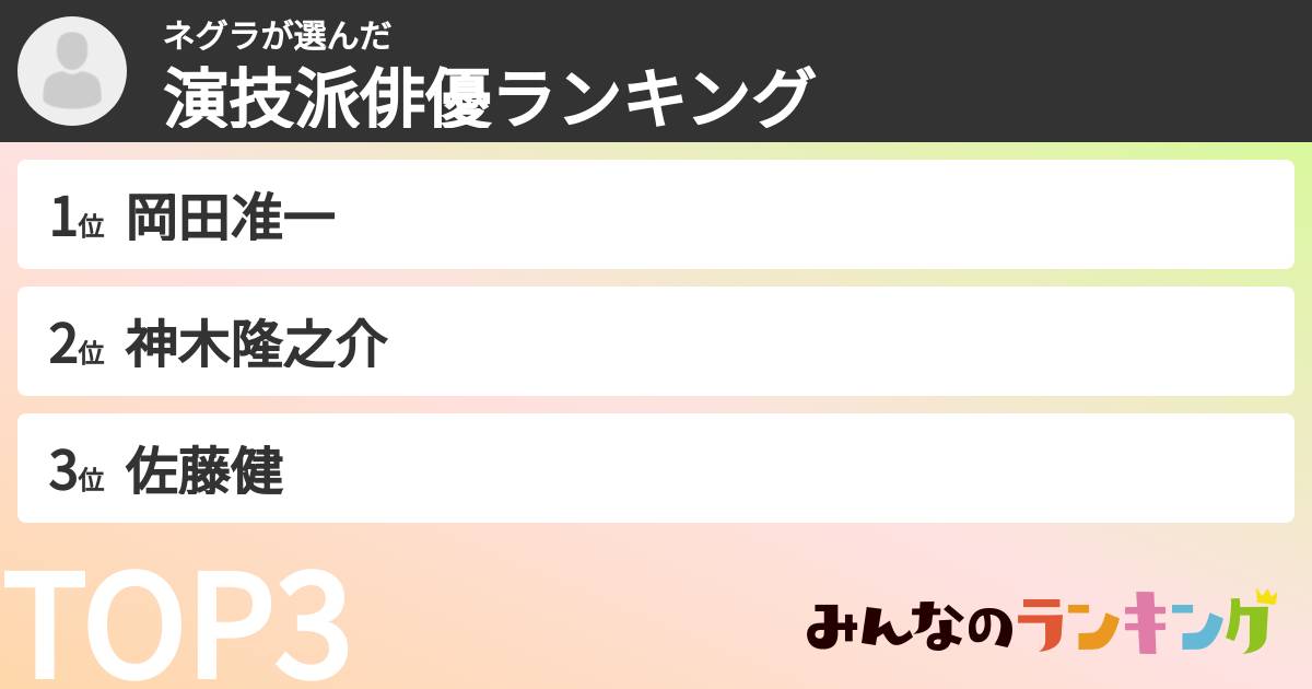 ネグラさんの「演技派俳優ランキング」