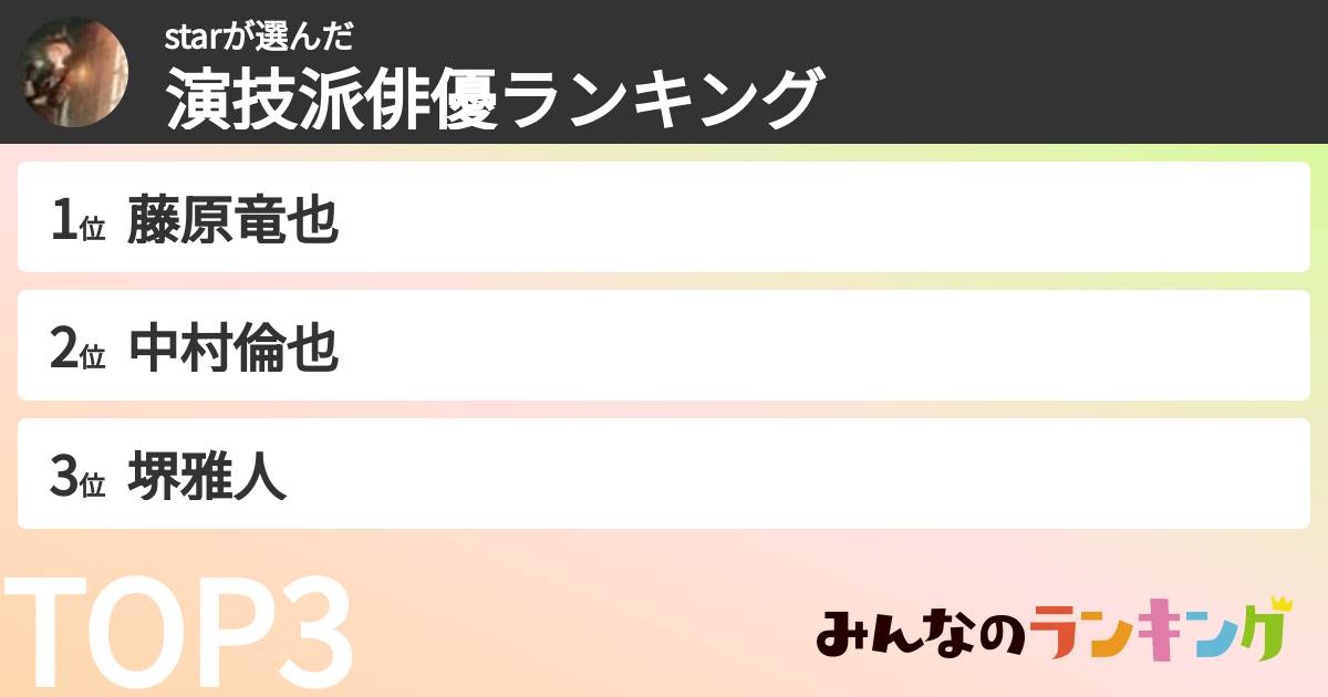 starさんの「演技派俳優ランキング」