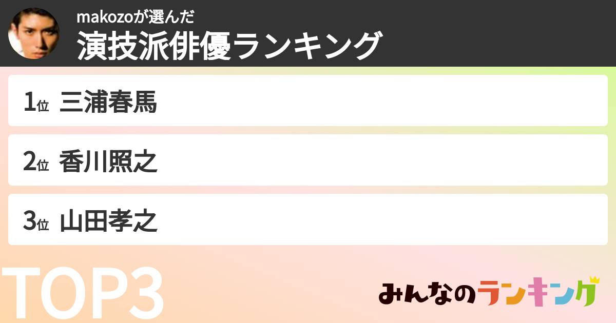 makozoさんの「演技派俳優ランキング」