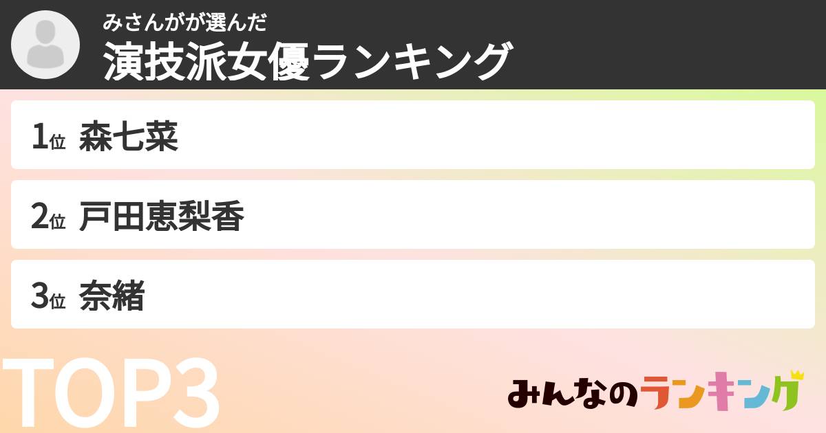 みさんがさんの「演技派女優ランキング」
