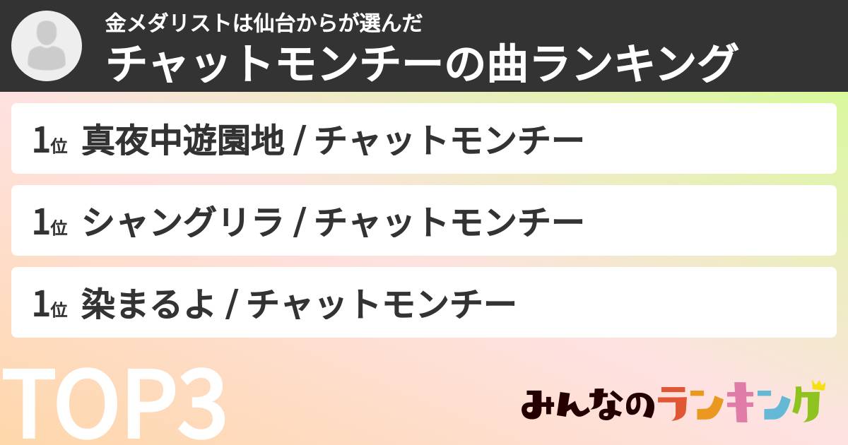 金メダリストは仙台からさんの「チャットモンチーの曲ランキング」