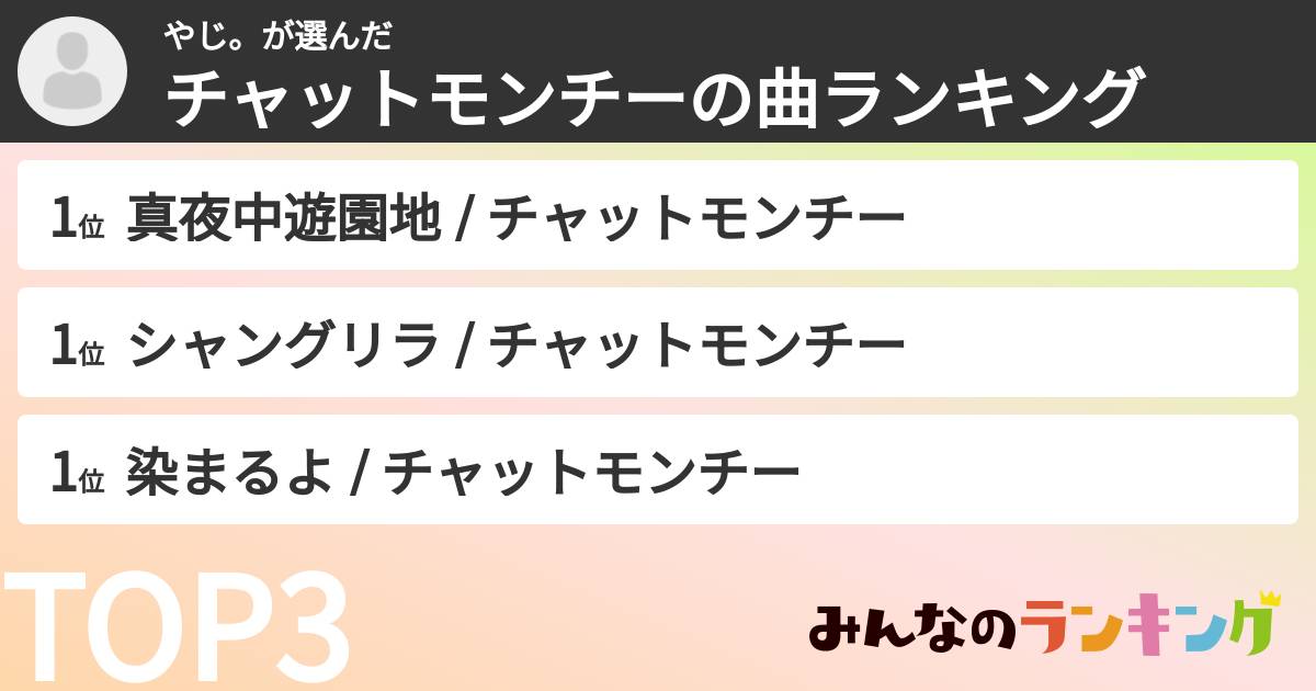 やじ。さんの「チャットモンチーの曲ランキング」