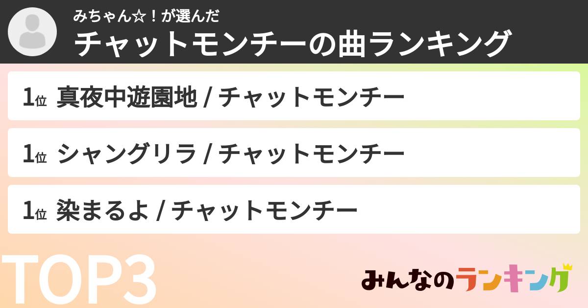 みちゃん☆！さんの「チャットモンチーの曲ランキング」