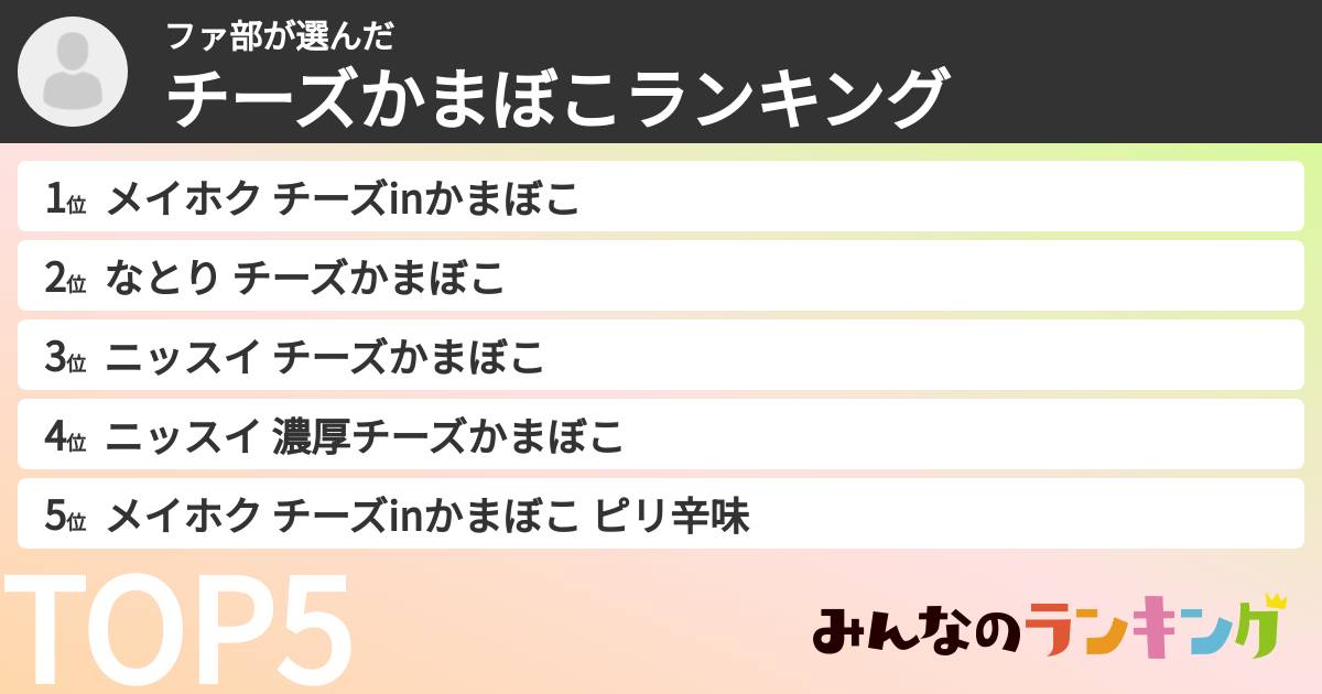 ファ部さんの「チーズかまぼこランキング」