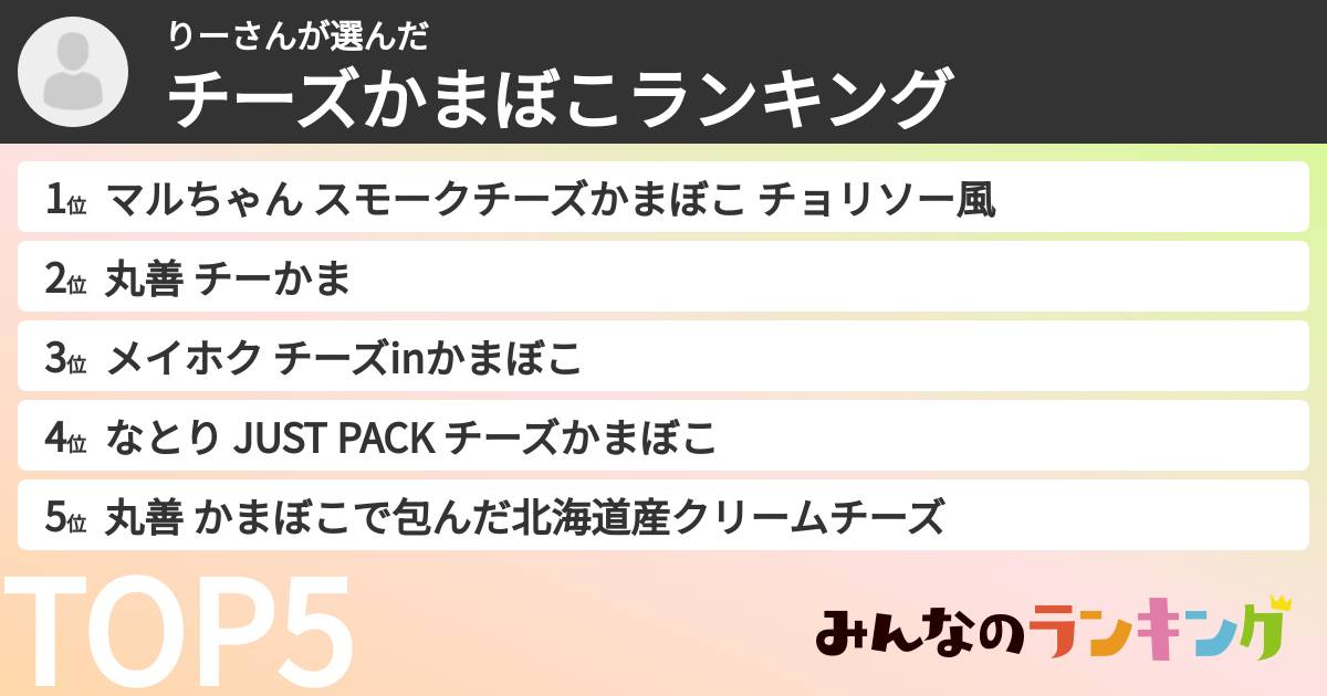 りーさんさんの「チーズかまぼこランキング」