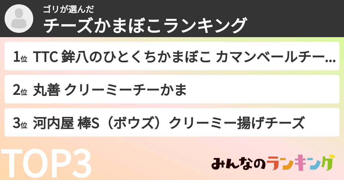 ゴリさんの「チーズかまぼこランキング」