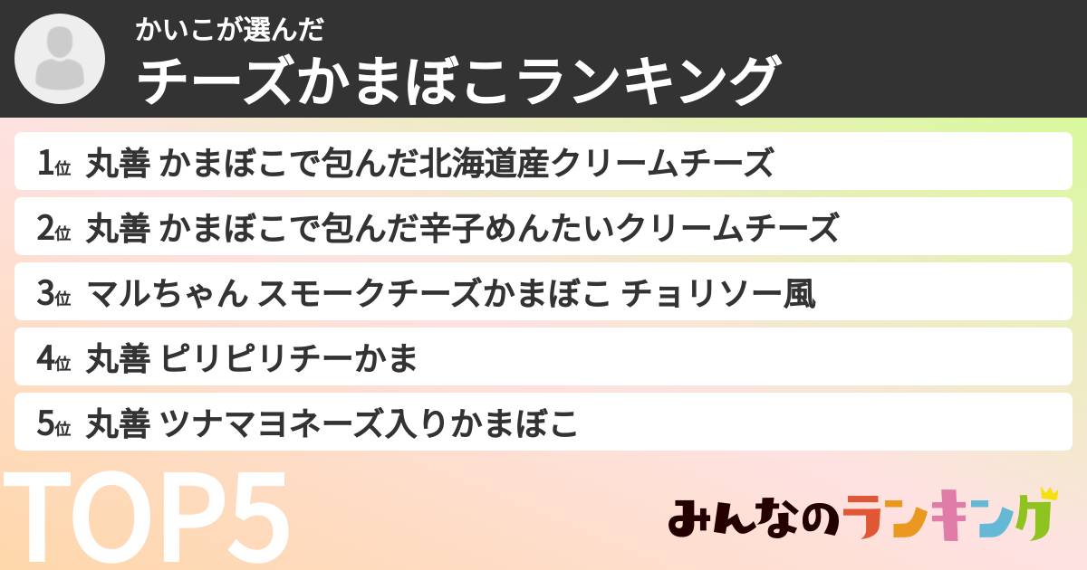 かいこさんの「チーズかまぼこランキング」