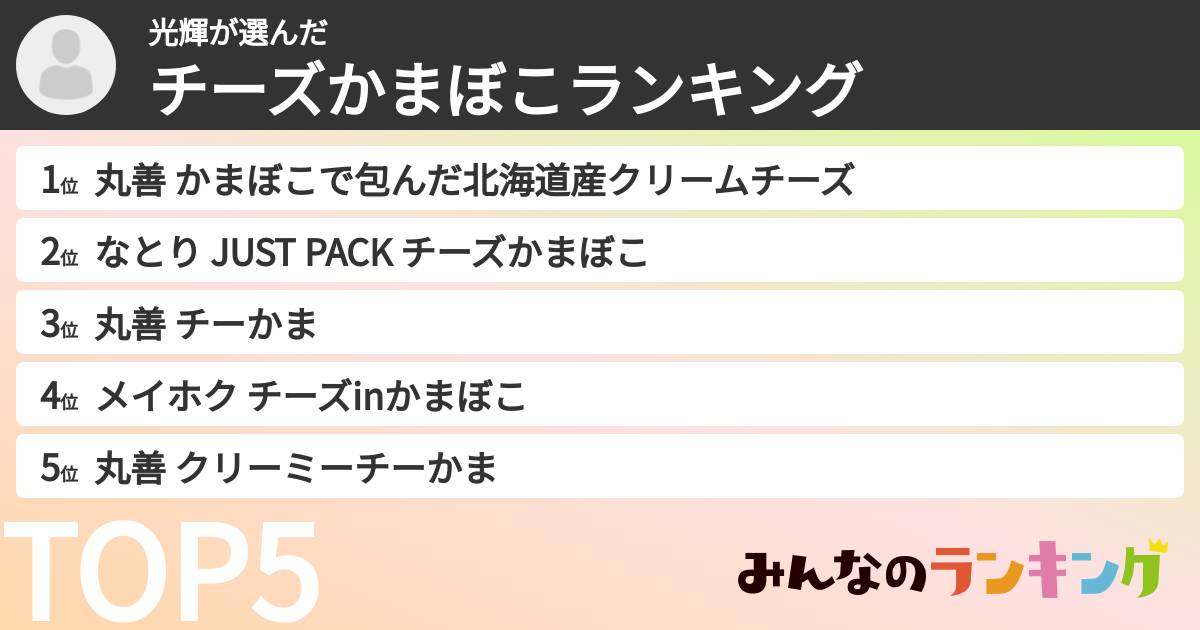 光輝さんの「チーズかまぼこランキング」