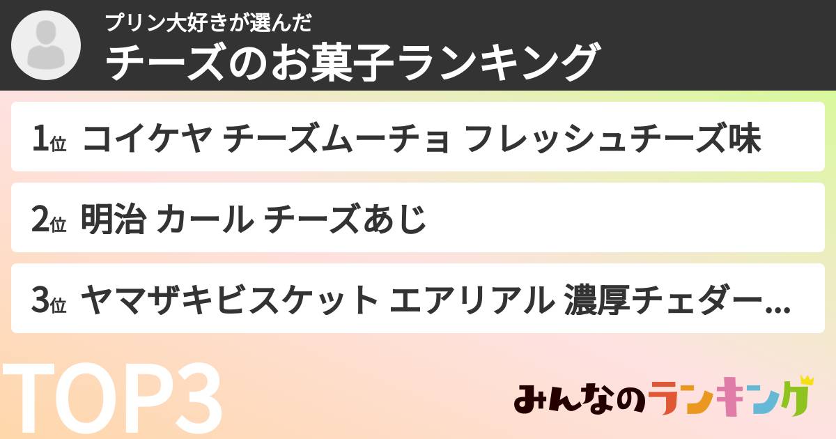 プリン大好きさんの「チーズのお菓子ランキング」