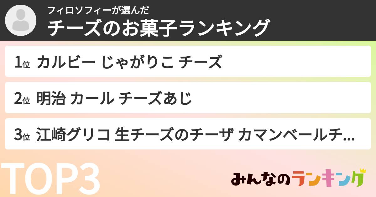 フィロソフィーさんの「チーズのお菓子ランキング」