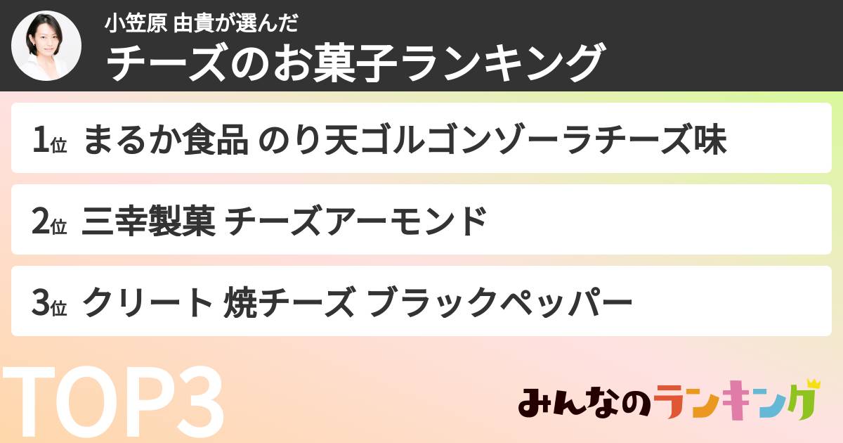小笠原 由貴さんの「チーズのお菓子ランキング」