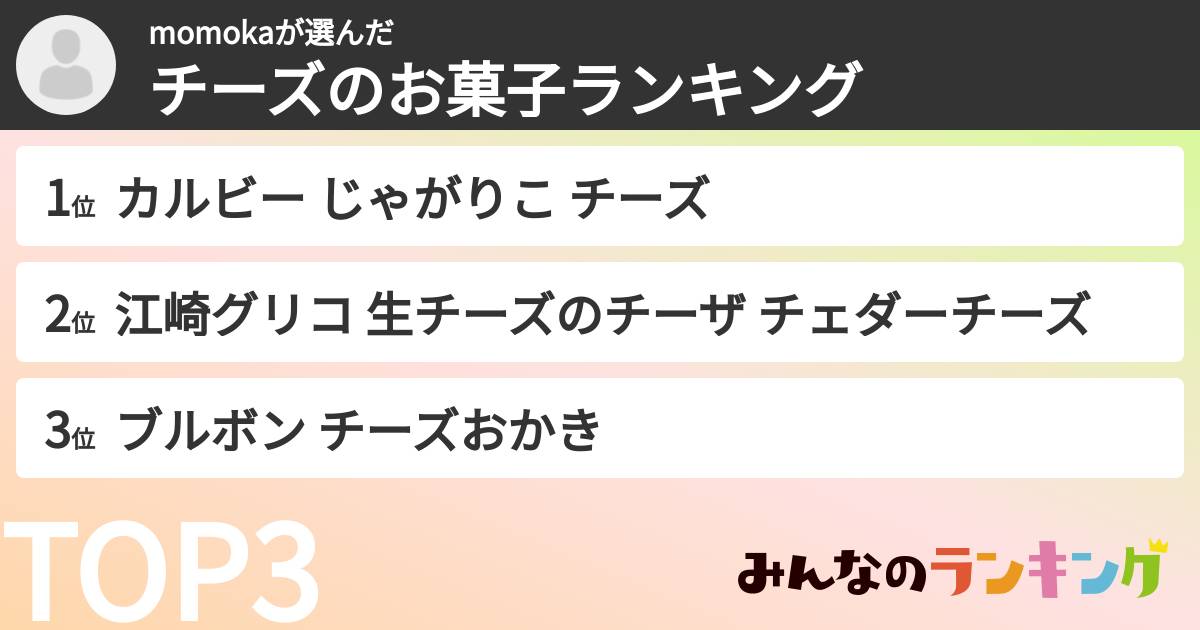 momokaさんの「チーズのお菓子ランキング」