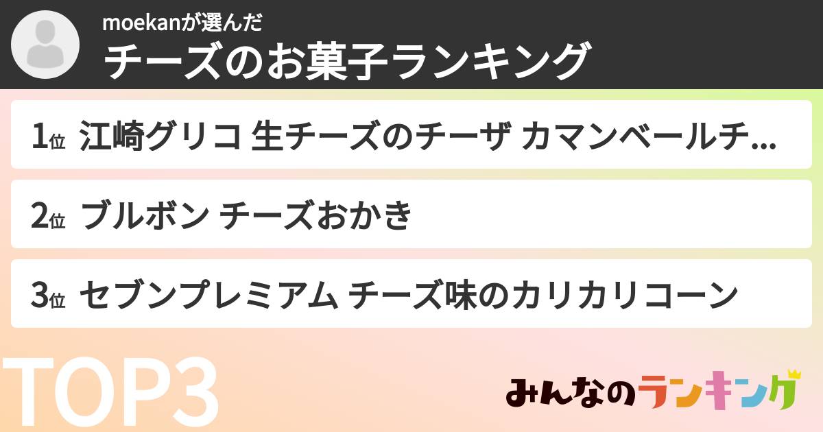 moekanさんの「チーズのお菓子ランキング」