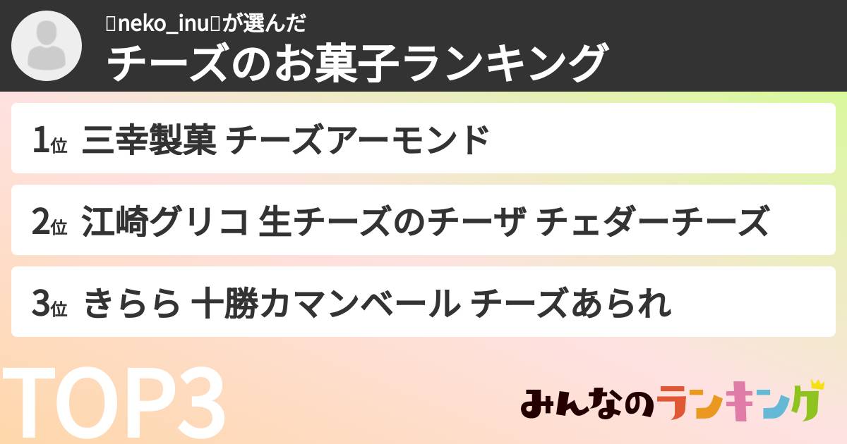 🐈neko_inu🐩さんの「チーズのお菓子ランキング」