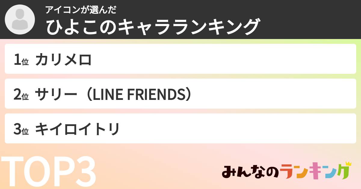 アイコンさんの「ひよこのキャラランキング」