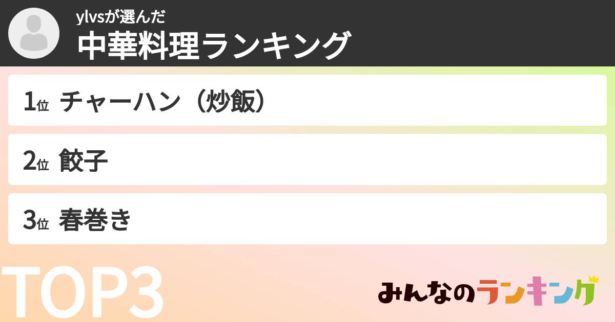 ylvsさんの「中華料理ランキング」