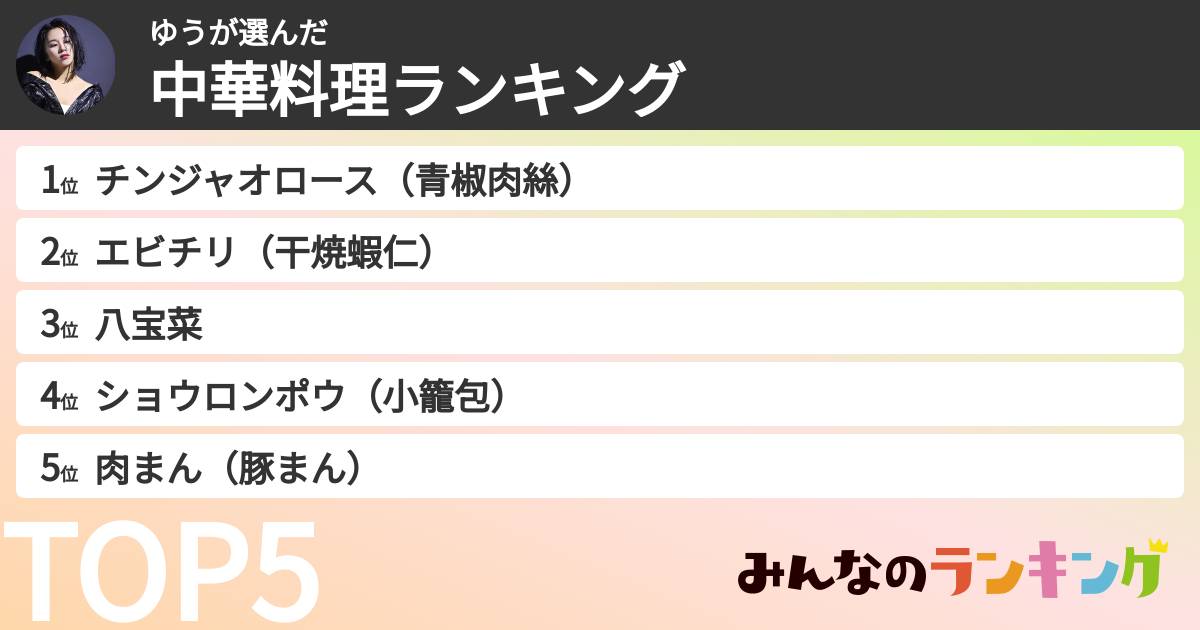 ゆうさんの「中華料理ランキング」