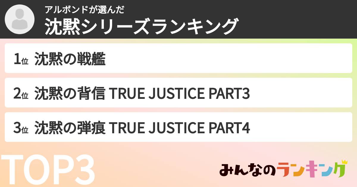 アルボンドさんの「沈黙シリーズランキング」