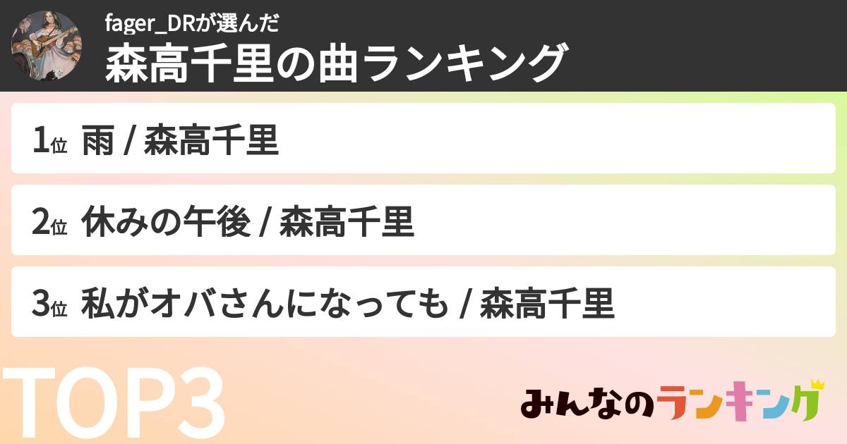 fager_DRさんの「森高千里の曲ランキング」