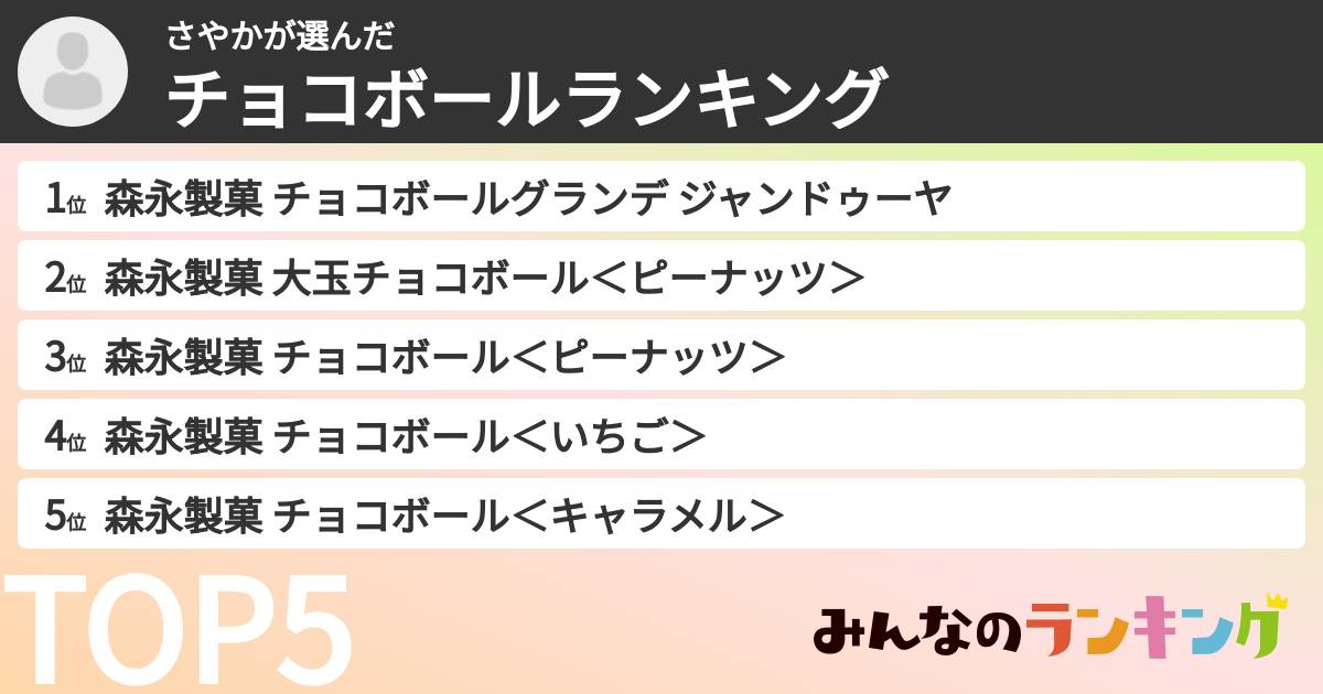 さやかさんの「チョコボールランキング」