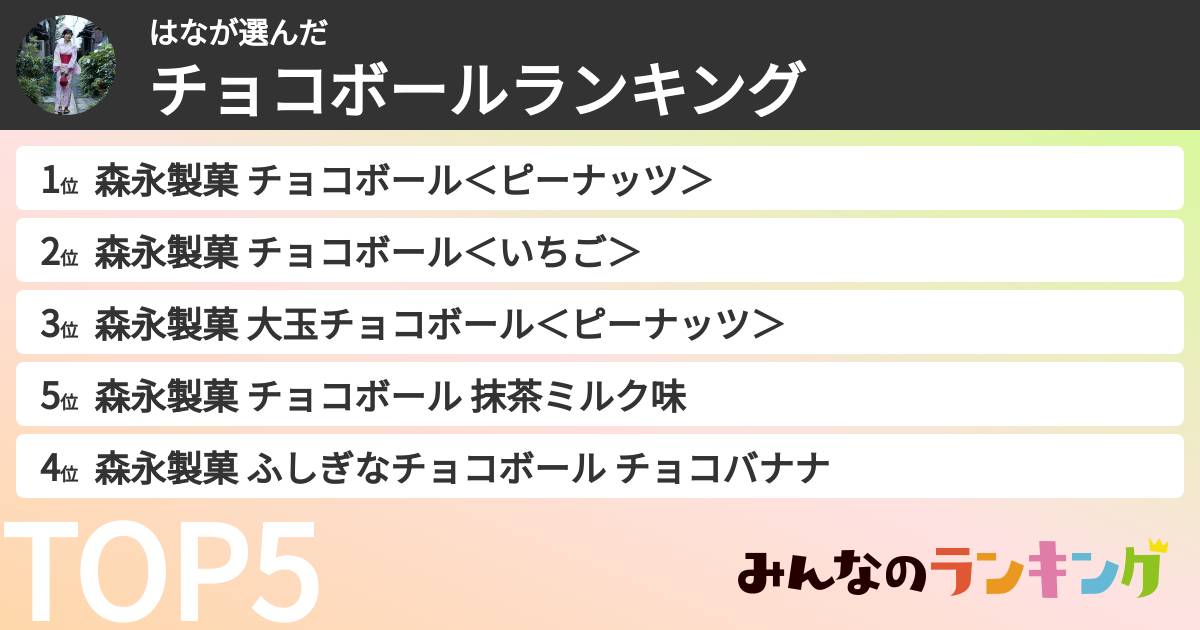 はなさんの「チョコボールランキング」