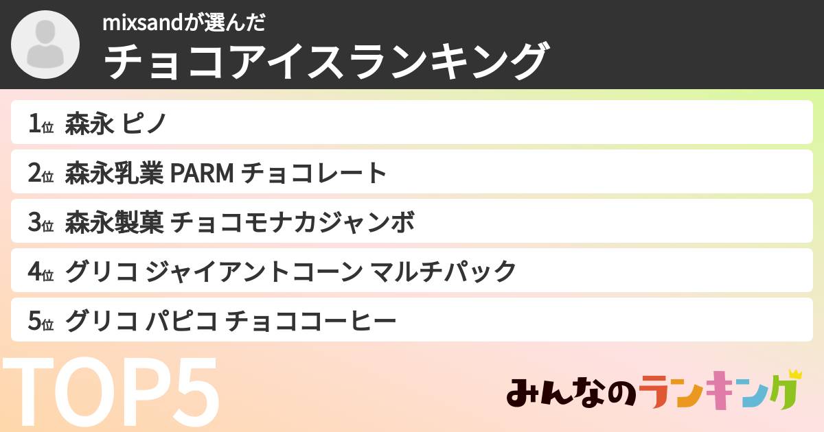 mixsandさんの「チョコアイスランキング」