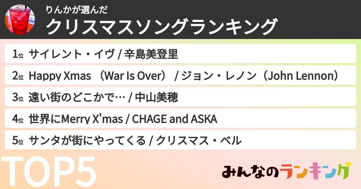 りんかさんの「クリスマスソングランキング」