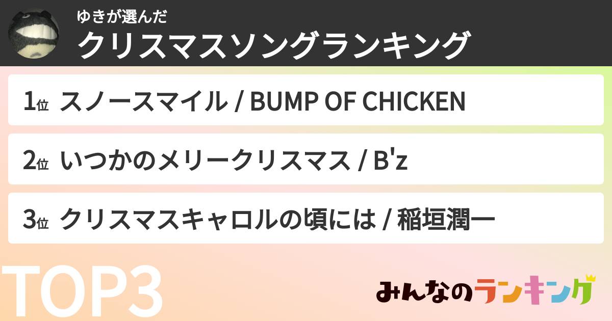 ゆきさんの「クリスマスソングランキング」