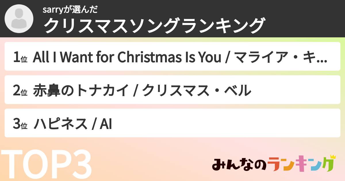 sarryさんの「クリスマスソングランキング」