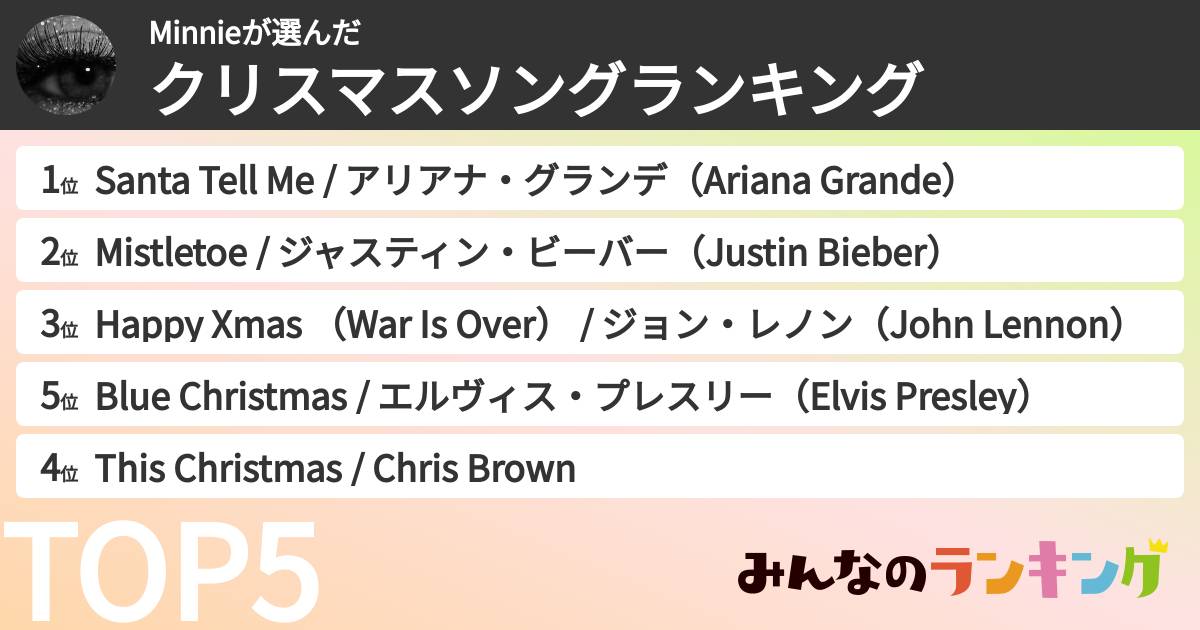 Minnieさんの「クリスマスソングランキング」