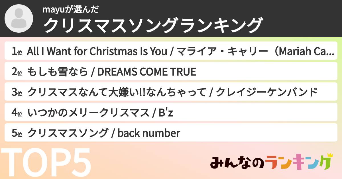 mayuさんの「クリスマスソングランキング」