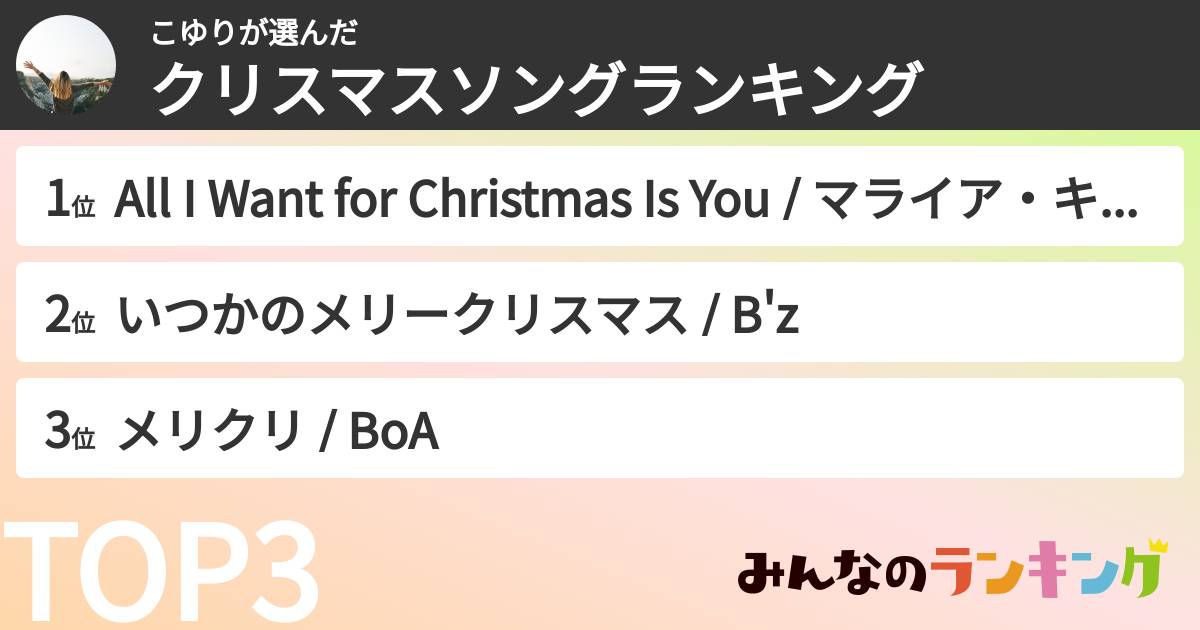 こゆりさんの「クリスマスソングランキング」