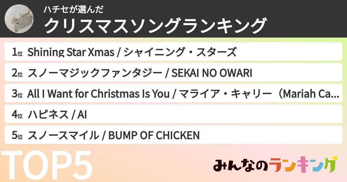 ハチセさんの「クリスマスソングランキング」