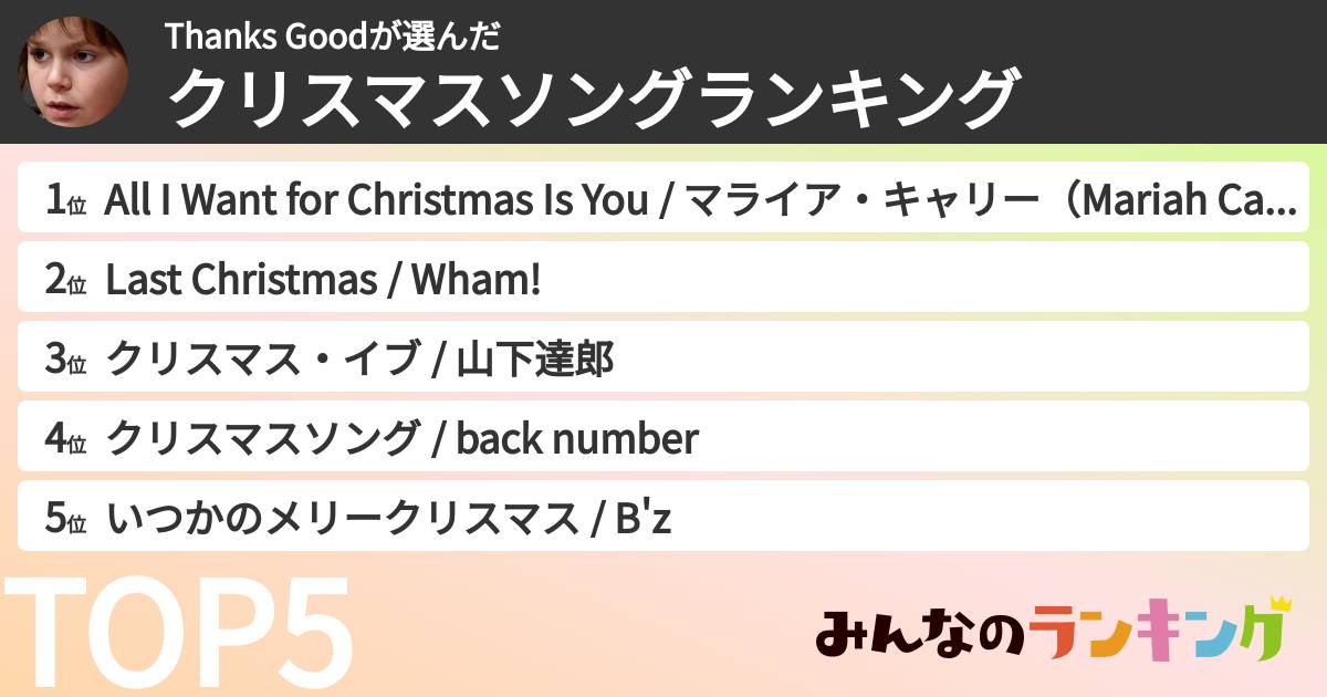 Thanks Goodさんの「クリスマスソングランキング」