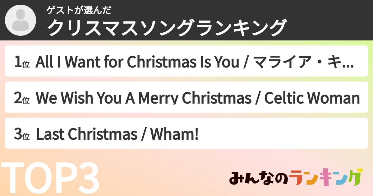 ゲストさんの「クリスマスソングランキング」