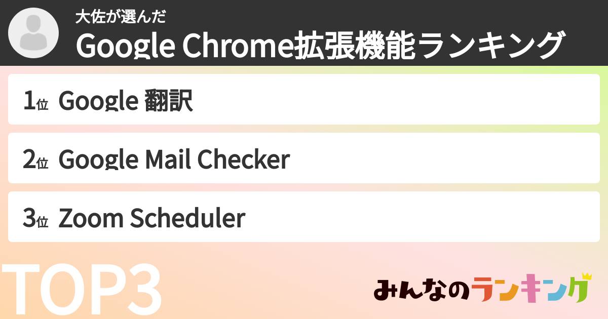 大佐さんの「Google Chrome拡張機能ランキング」