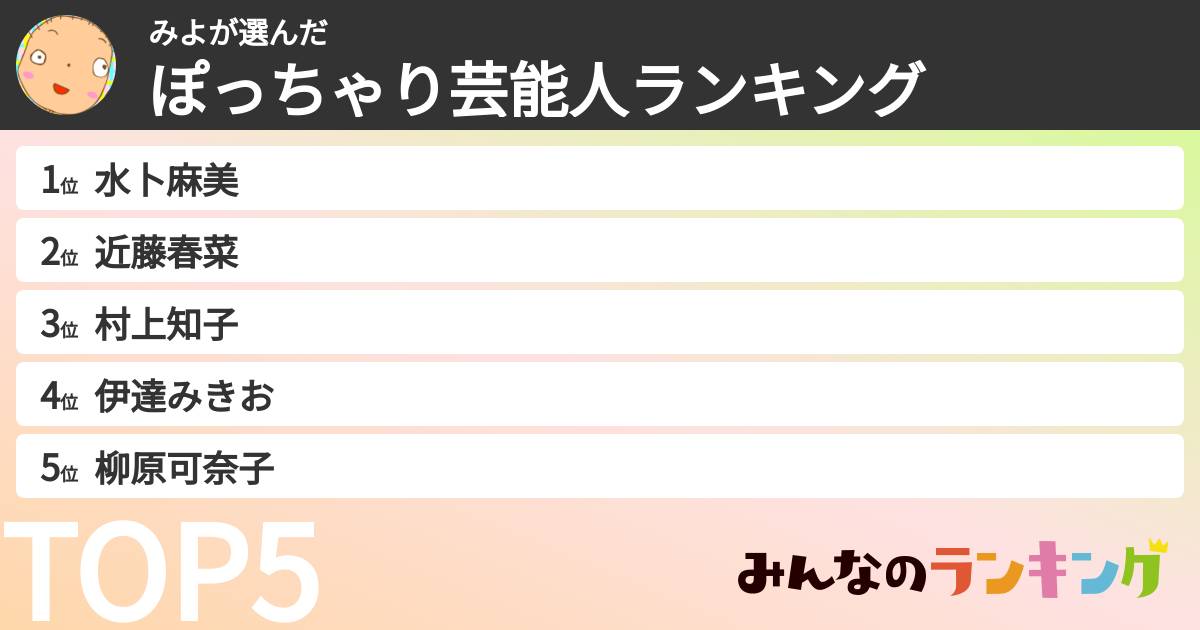 みよさんの「ぽっちゃり芸能人ランキング」
