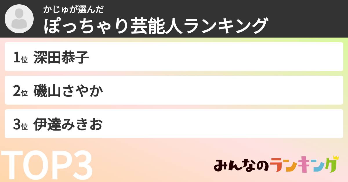かじゅさんの「ぽっちゃり芸能人ランキング」