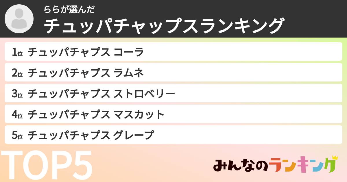 ららさんの「チュッパチャップスランキング」