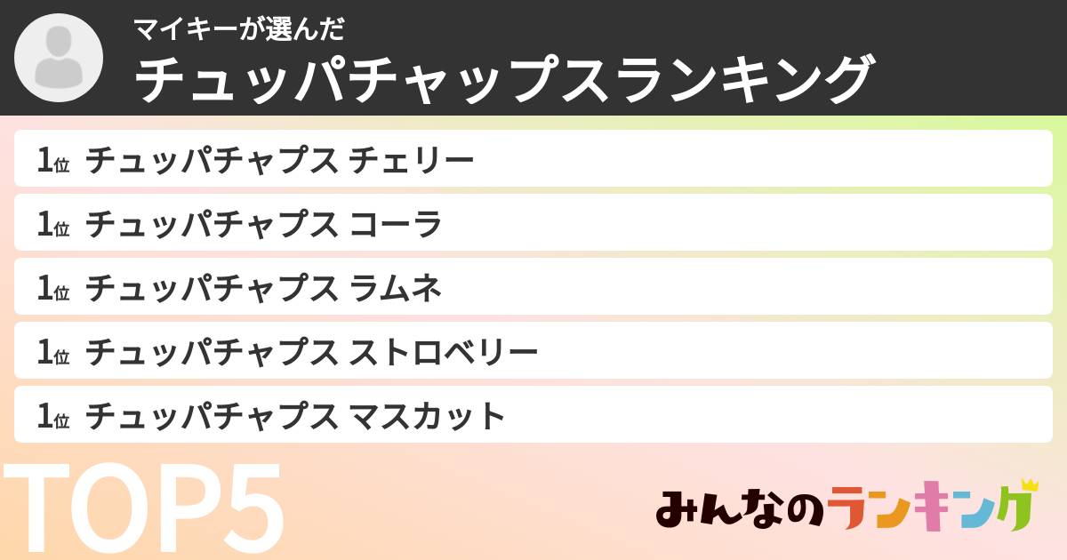 マイキーさんの「チュッパチャップスランキング」