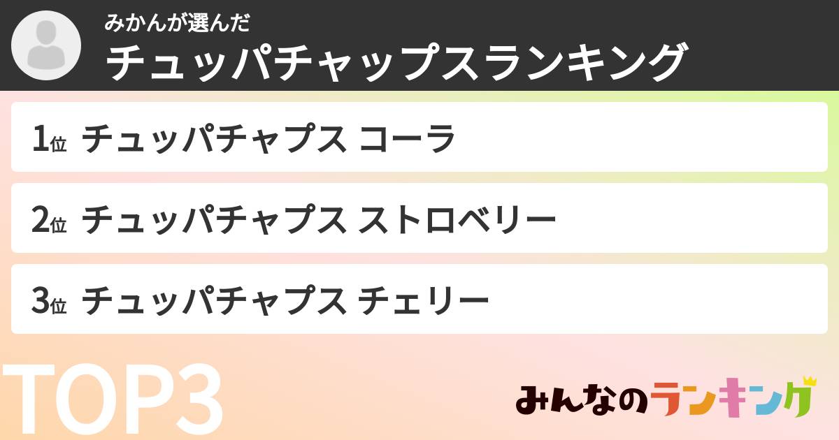 みかんさんの「チュッパチャップスランキング」