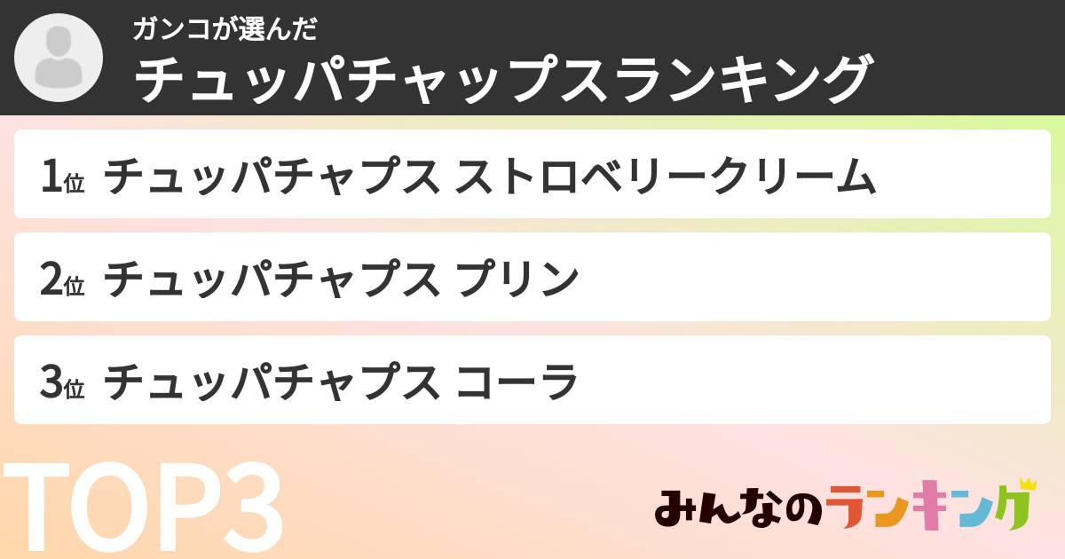 ガンコさんの「チュッパチャップスランキング」